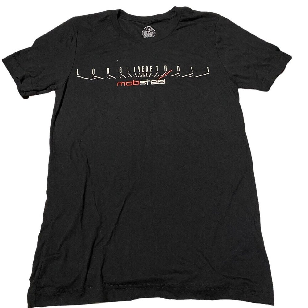 Mobsteel Long Live Detroit Steel Wheels Mens Small Black Shirt
